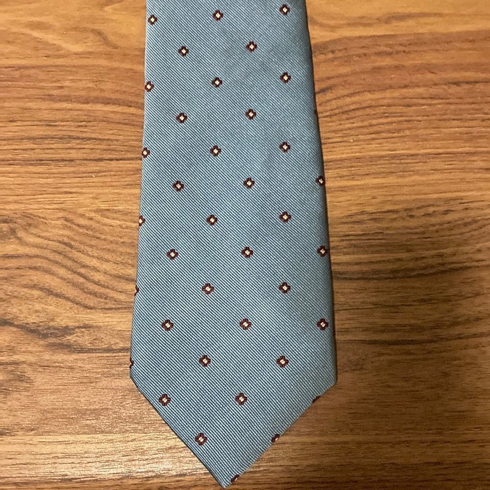 Saxony Collection Handmade Silk Tie in Blue with Saxony Signature Pattern.